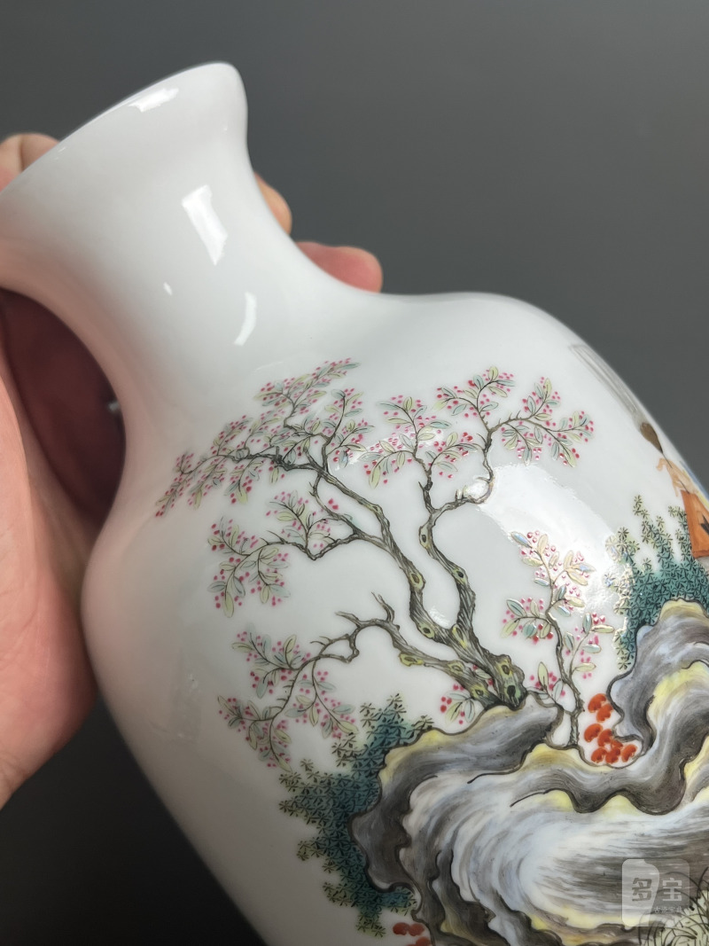 民国 粉彩高仕诗文灯笼瓶 - 图10